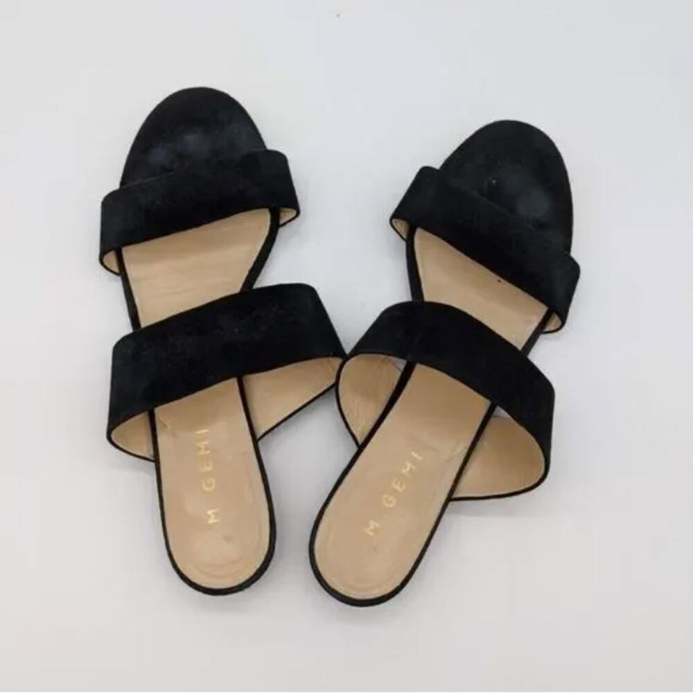 M. Gemi Women's Black Suede Capri Flat Double Strap Sandals Size 41